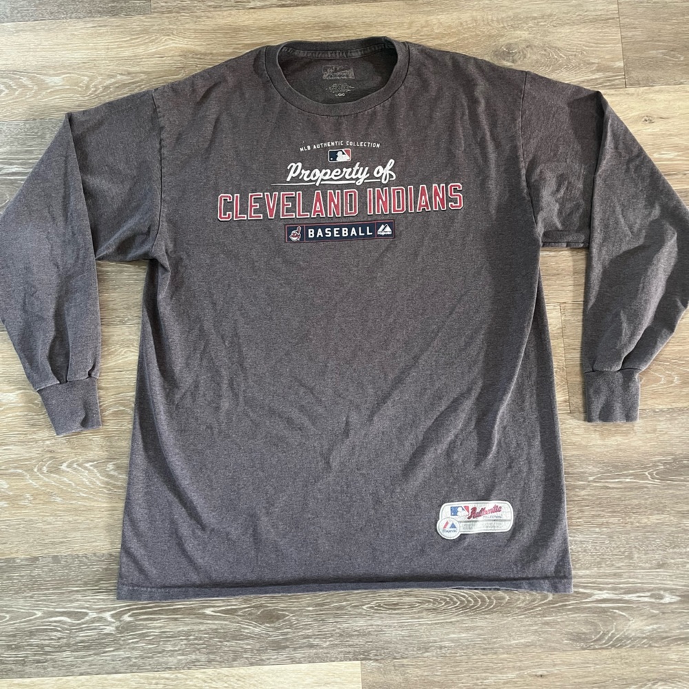 Majestic Gray Cleveland Indians Long Sleeve Shirt